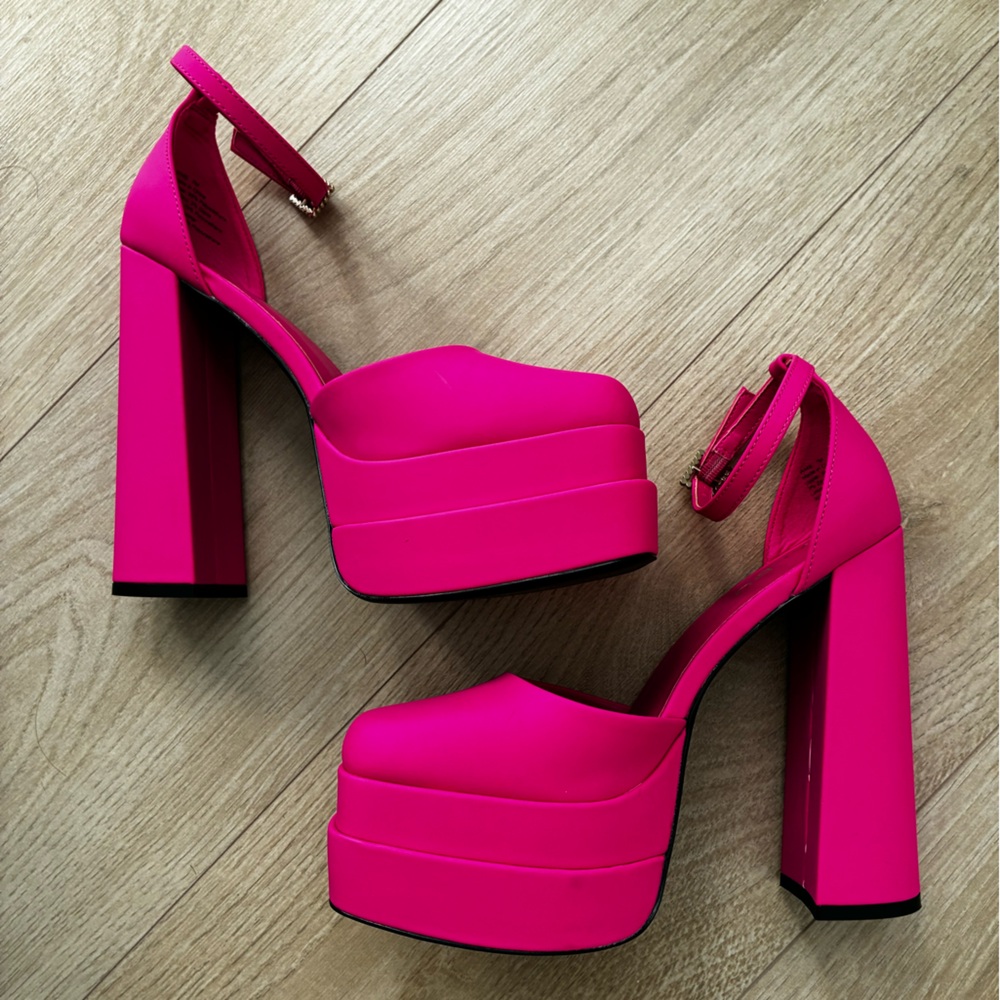 Aldo Double Platform Heeled Shoes in Fuchsia - Picture 7 of 12